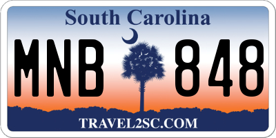 SC license plate MNB848