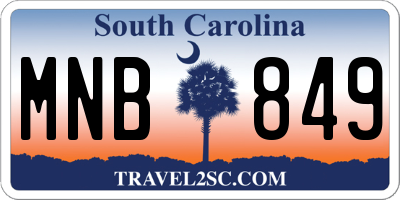 SC license plate MNB849