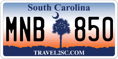 SC license plate MNB850
