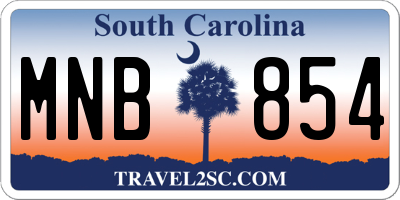 SC license plate MNB854