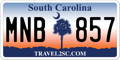 SC license plate MNB857