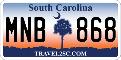 SC license plate MNB868