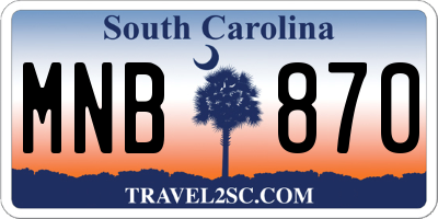 SC license plate MNB870