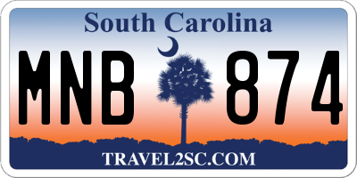 SC license plate MNB874