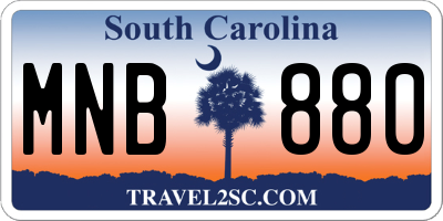 SC license plate MNB880