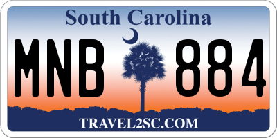 SC license plate MNB884