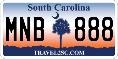 SC license plate MNB888