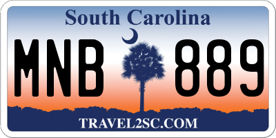 SC license plate MNB889