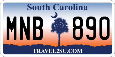 SC license plate MNB890