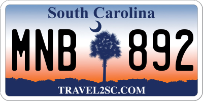 SC license plate MNB892