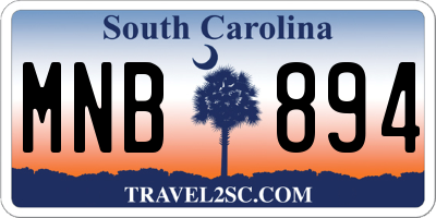 SC license plate MNB894