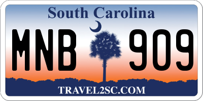 SC license plate MNB909