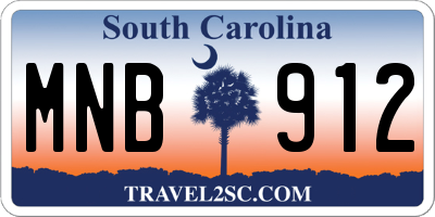SC license plate MNB912