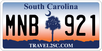 SC license plate MNB921