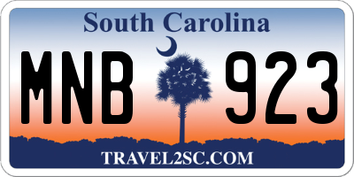 SC license plate MNB923