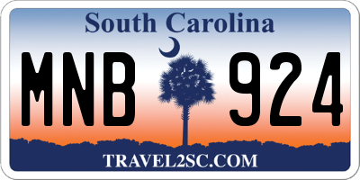 SC license plate MNB924