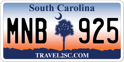 SC license plate MNB925