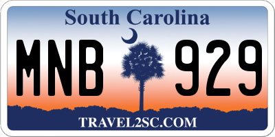 SC license plate MNB929