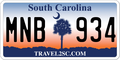 SC license plate MNB934
