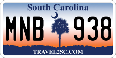 SC license plate MNB938