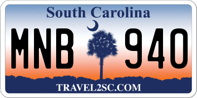 SC license plate MNB940