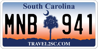 SC license plate MNB941