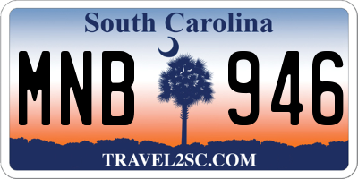 SC license plate MNB946