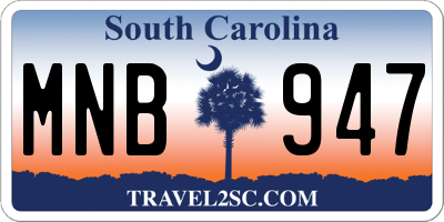SC license plate MNB947