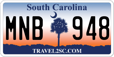 SC license plate MNB948