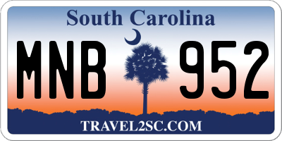 SC license plate MNB952