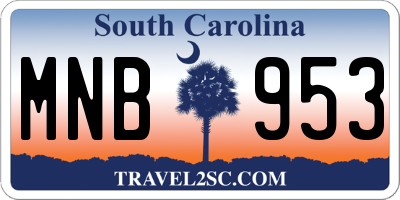 SC license plate MNB953