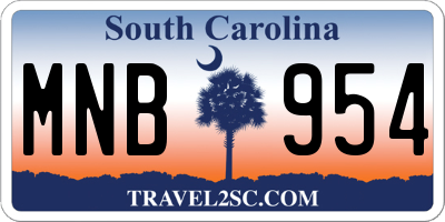 SC license plate MNB954