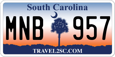 SC license plate MNB957