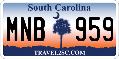 SC license plate MNB959