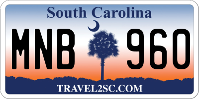 SC license plate MNB960