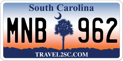 SC license plate MNB962