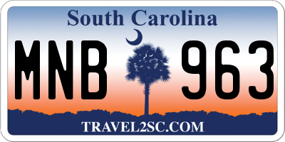 SC license plate MNB963