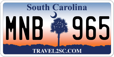 SC license plate MNB965