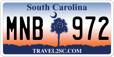 SC license plate MNB972