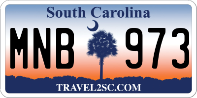 SC license plate MNB973