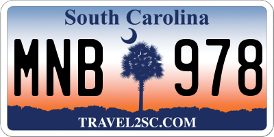 SC license plate MNB978
