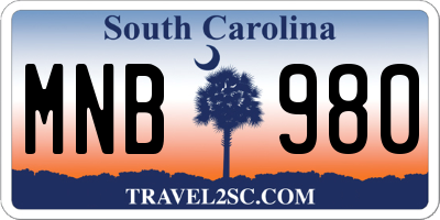 SC license plate MNB980