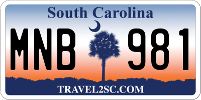 SC license plate MNB981