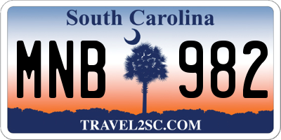 SC license plate MNB982