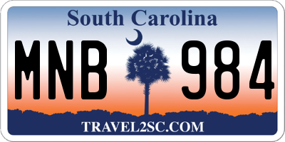 SC license plate MNB984
