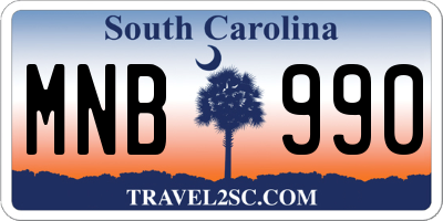 SC license plate MNB990