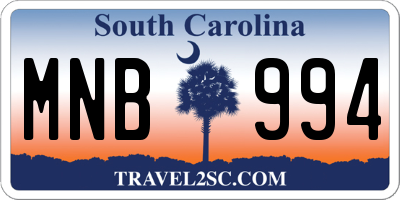 SC license plate MNB994