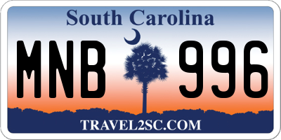 SC license plate MNB996