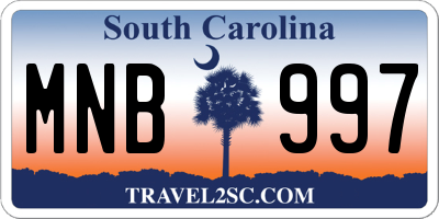 SC license plate MNB997