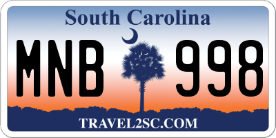 SC license plate MNB998